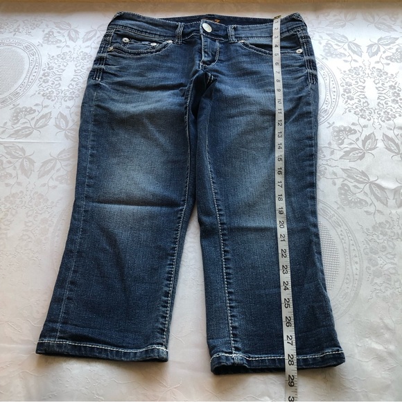 Seven 7 Blue Capri Jeans Denim Pants Women’s Size 6 Button Fly Casual Elastic - Picture 16 of 16